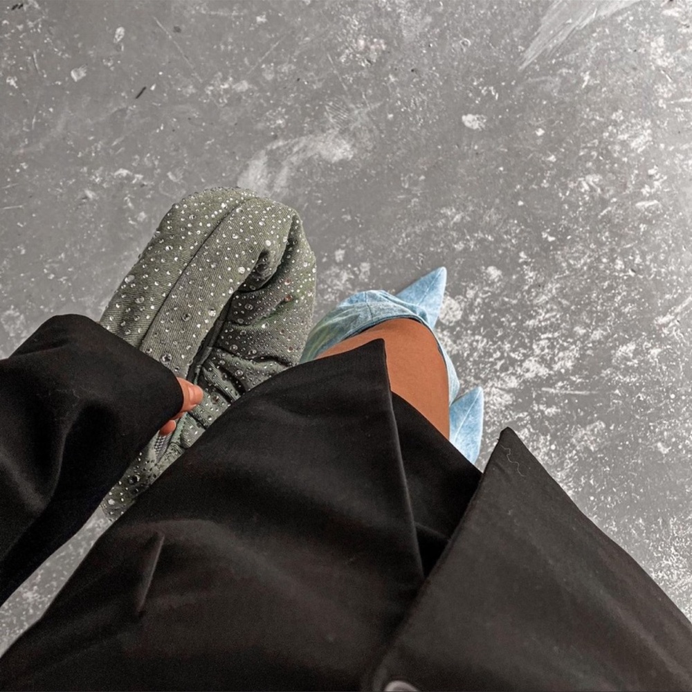 ZARA DIAMANTE OVAL SHAPED DENIM BAG - Picture 10 of 15